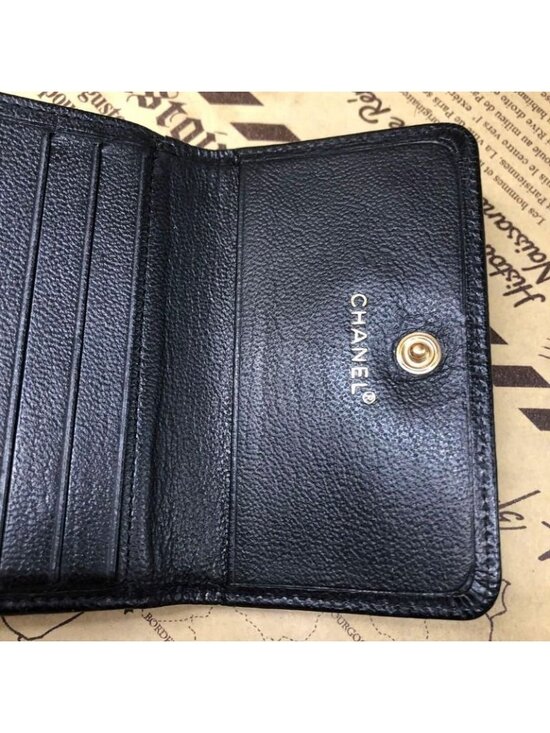 Chanel Trifold Wallet CC Logo Caviar Leather Black - Picture 13 of 16